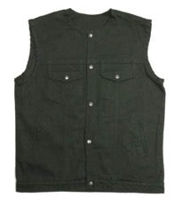 Men's SOA Style Collarless Black Denim Motorcycle Vest