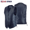 Dark Blue Knight Men Side Lace Leather Vest Club Color Gun # HL11614BORNLOSER - HighwayLeather