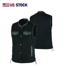 Men's Motorcycle Denim OUTLAW SOA Club Style Vest Gun Pockets Biker #21685/Side - HighwayLeather