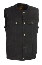 Men's Snap Front Denim Club Vest w/ Gun Pocket - HighwayLeather