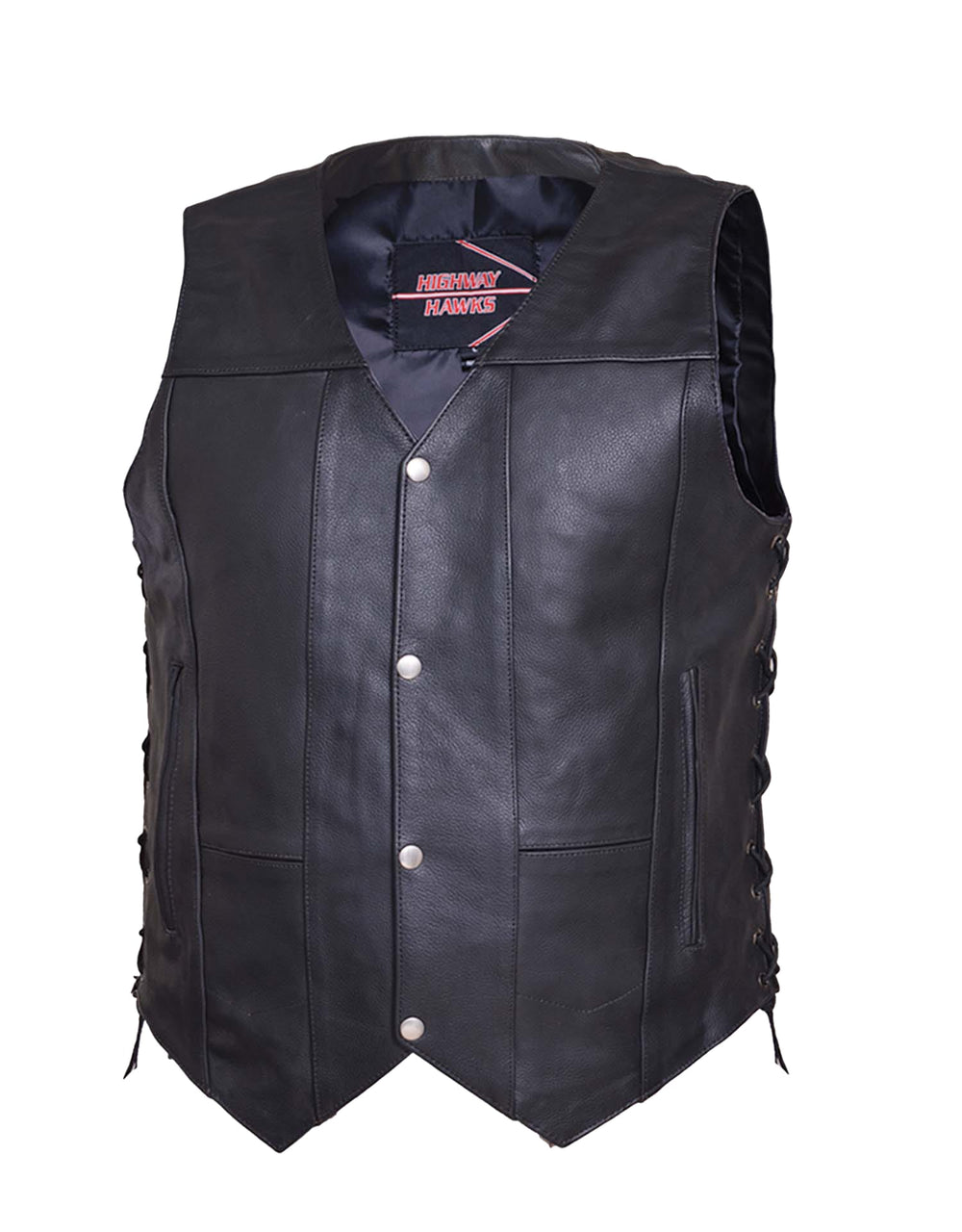 Men's Highway Hawk Motorcycle Leather 10-Pocket Vest