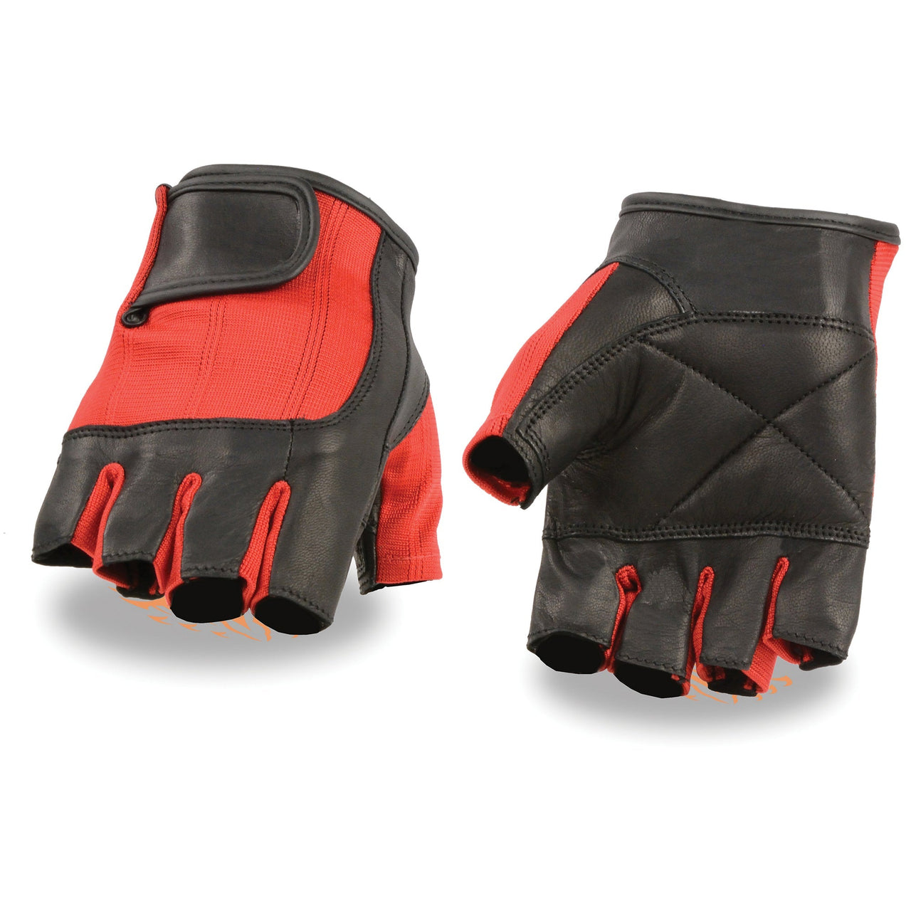 Men's leather Black/Red Spandex Fingerless Glove - HighwayLeather