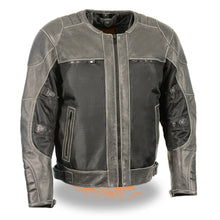 Men's Leather & Mesh Racer Jacket w/ Removable Rain Jacket Liner