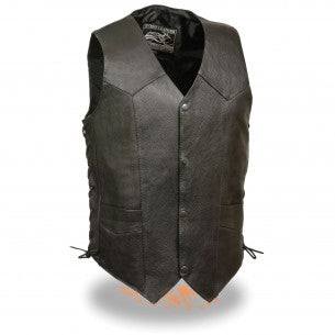 Men's Classic Side Lace Biker Vest - HighwayLeather