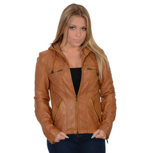 Ladies hooded scuba jacket with draw string - HighwayLeather