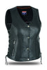 Women's Lace up side leather motorcycle vest NKD - HighwayLeather