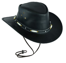 New Black Australian Style Western Hat with Bone Cowboy Leather Hats #80116 - HighwayLeather