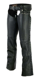 Hip Hugger Leather Chaps Studded Detailing Women Style - HighwayLeather