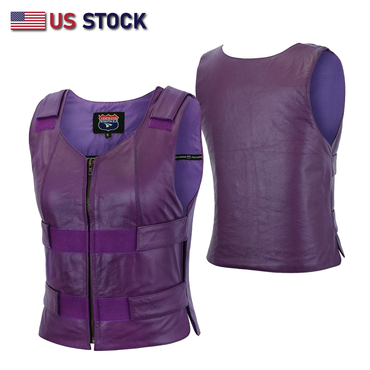 14945PURPLE SHADE 53 WOMEN PURPLE BULLET PROOF LEATHER VEST HighwayLeather